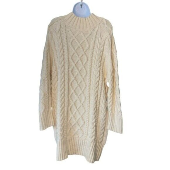 Hyacinth House NEW Cream Whistler Chunky Cable Knit Sweater Dress Size M - Picture 5 of 6